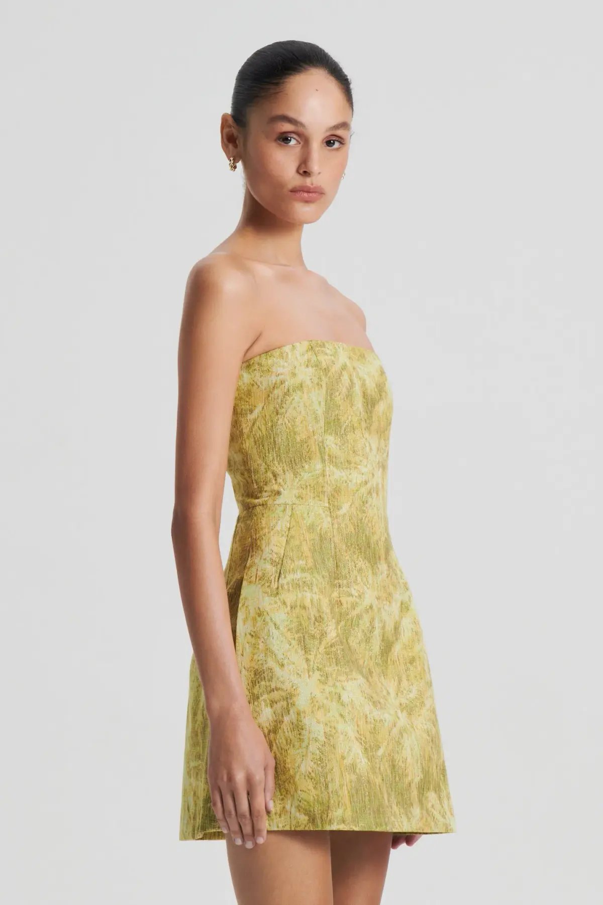 Scanlan Theodore Tinsel Linen Mini Dress Lime Size 8 photo 2