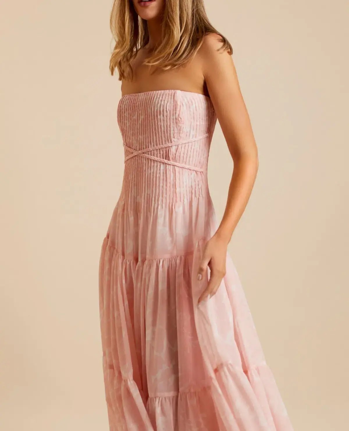 Lover Marigold Pleated Maxi Dress Pink Size 8 photo 4