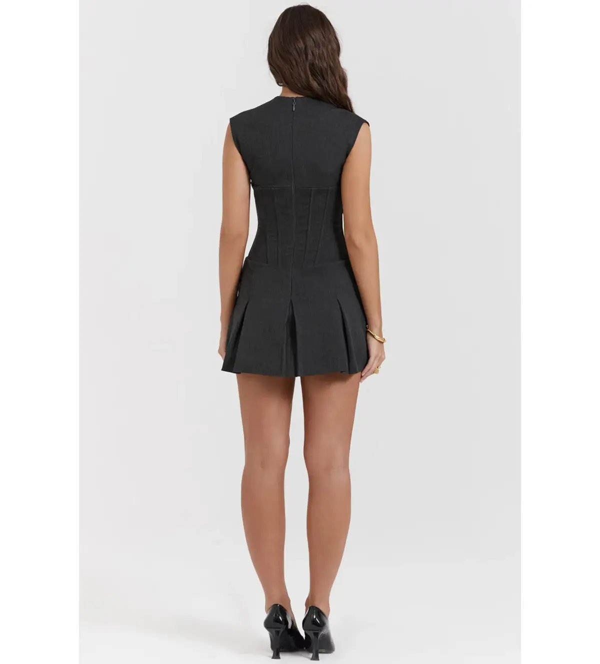 House of CB Eleanor Pleated Corset Dress Charcoal Size XS / AU 6 photo 3