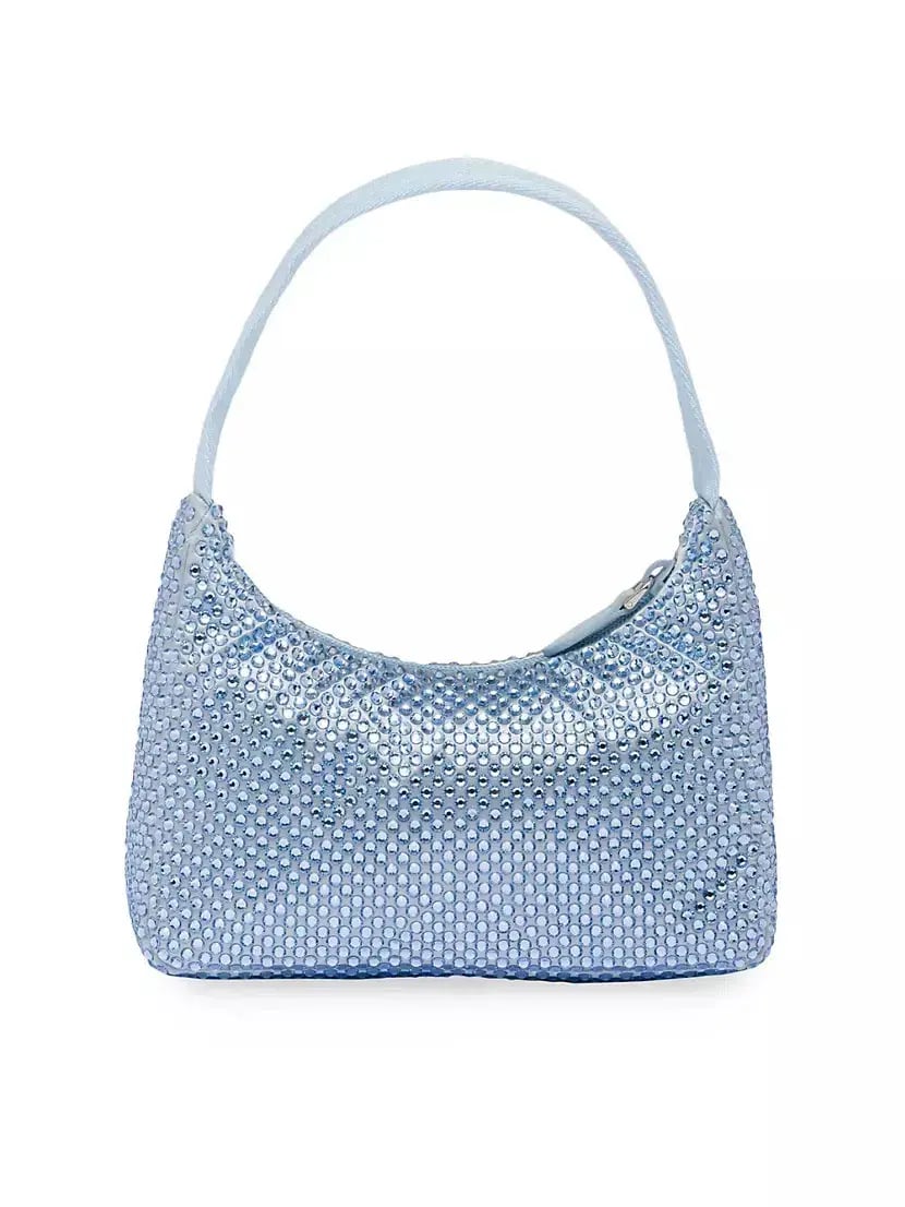 Prada Crystal Satin Mini Hobo Bag Blue photo 2