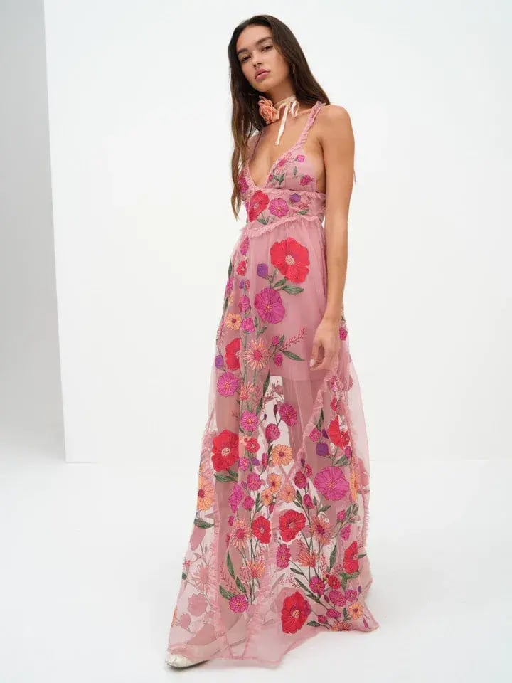 For Love & Lemons Kaylee Maxi Dress Pink Floral Size S / AU 8 photo 2