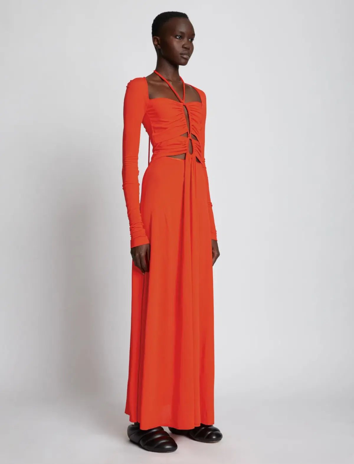 Proenza Schouler Matte Jersey Drawstring Dress Orange Size 6 photo 5