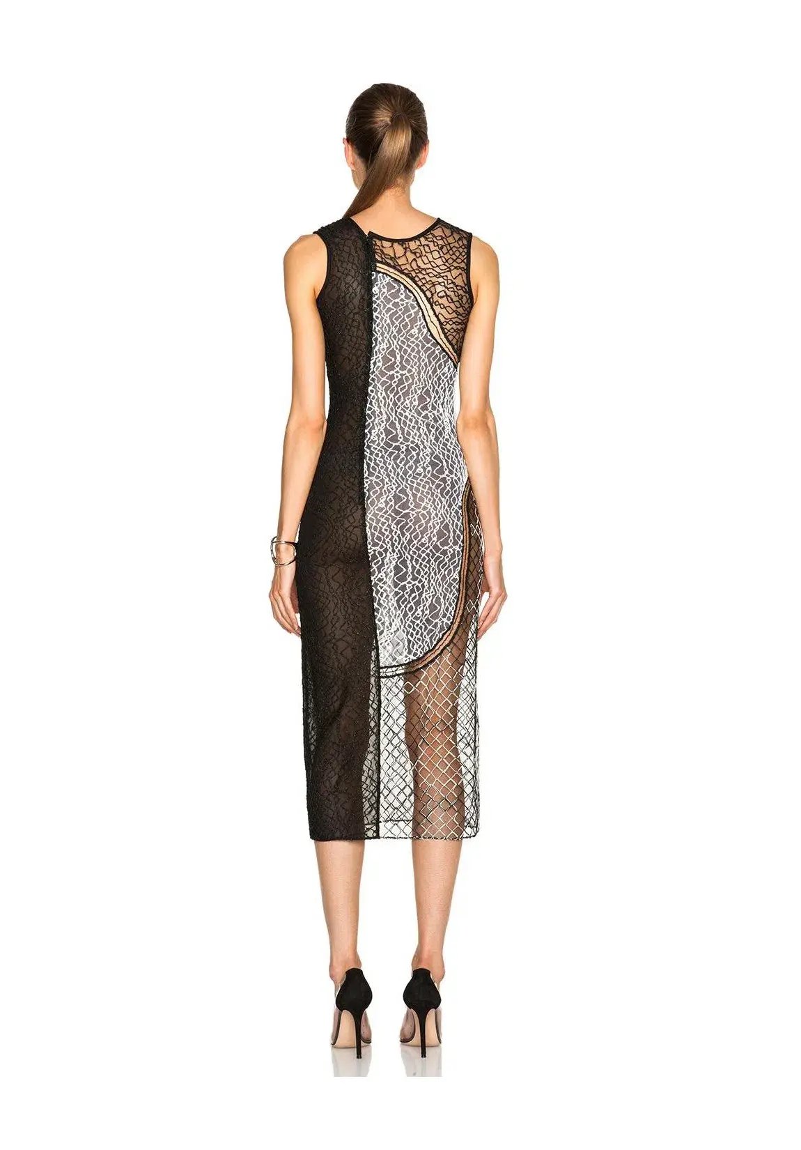 Jonathan Simkhai Wire Lace Curve Dress Black Combo Size 8 photo 4