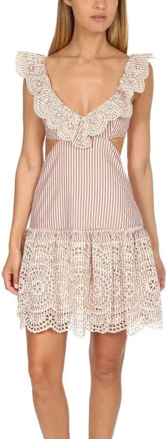 Zimmermann Meridian Stripe Frill Dress Striped Size 0 / AU 8 photo 2