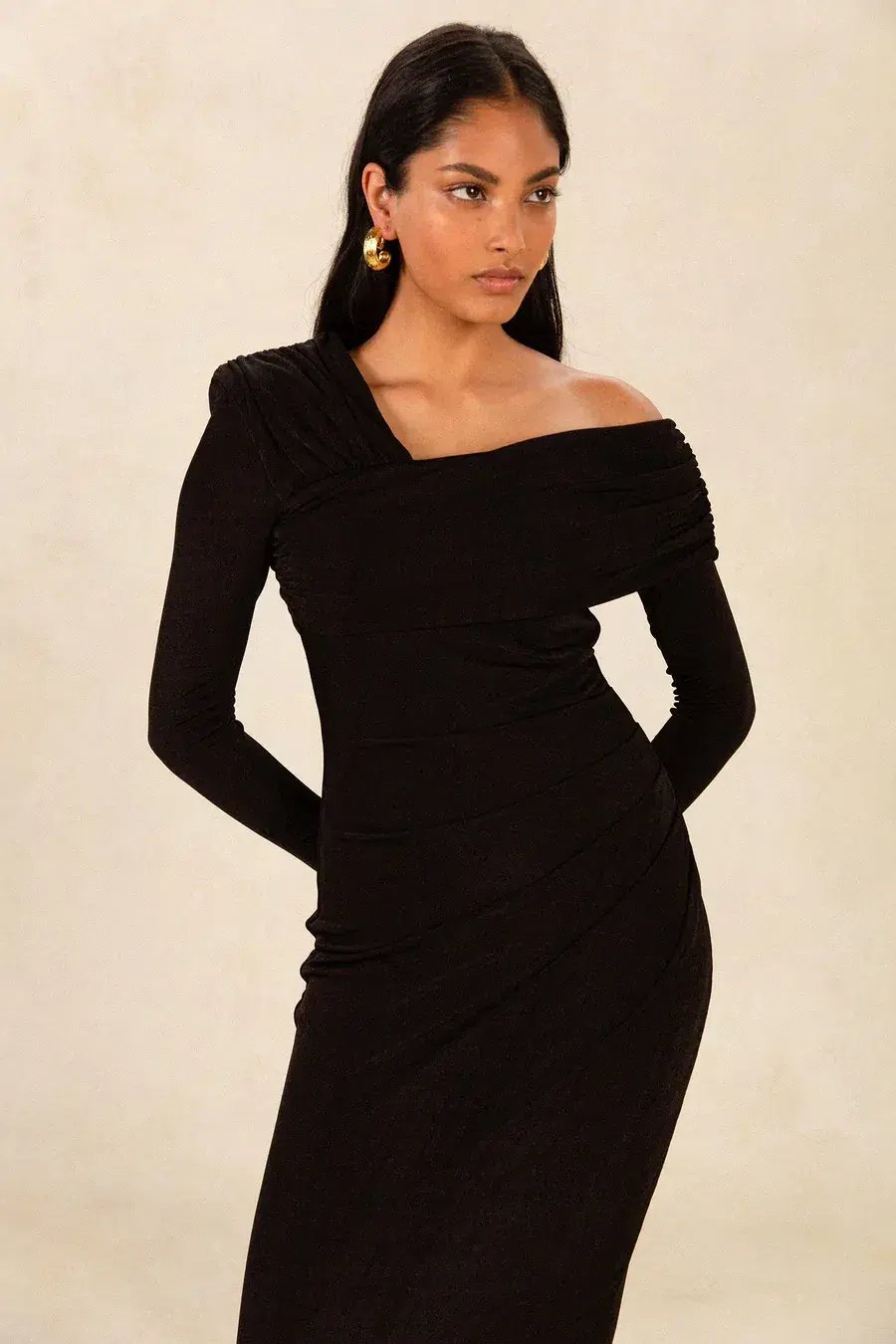 Misha Elenor Slinky Jersey Dress Black Size 10 photo 2