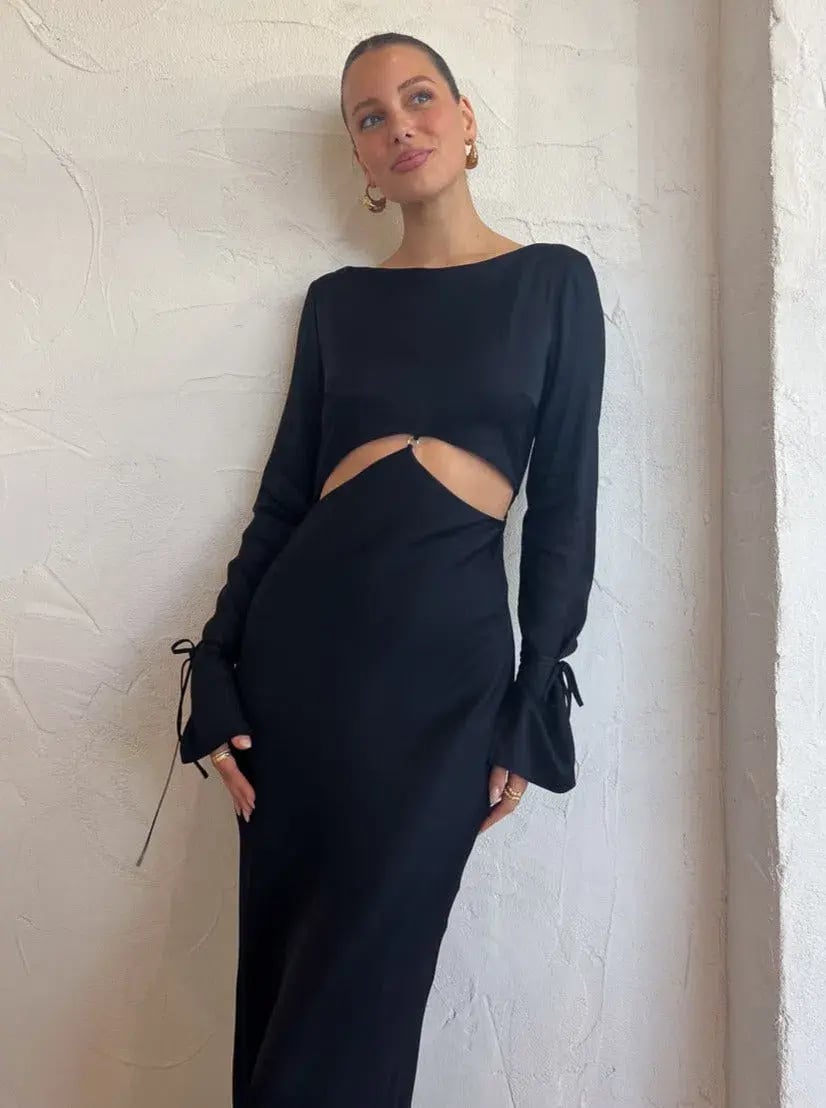 Bec & Bridge Diamond Days Long Sleeve Maxi Dress in Black Size 10 / M photo 2