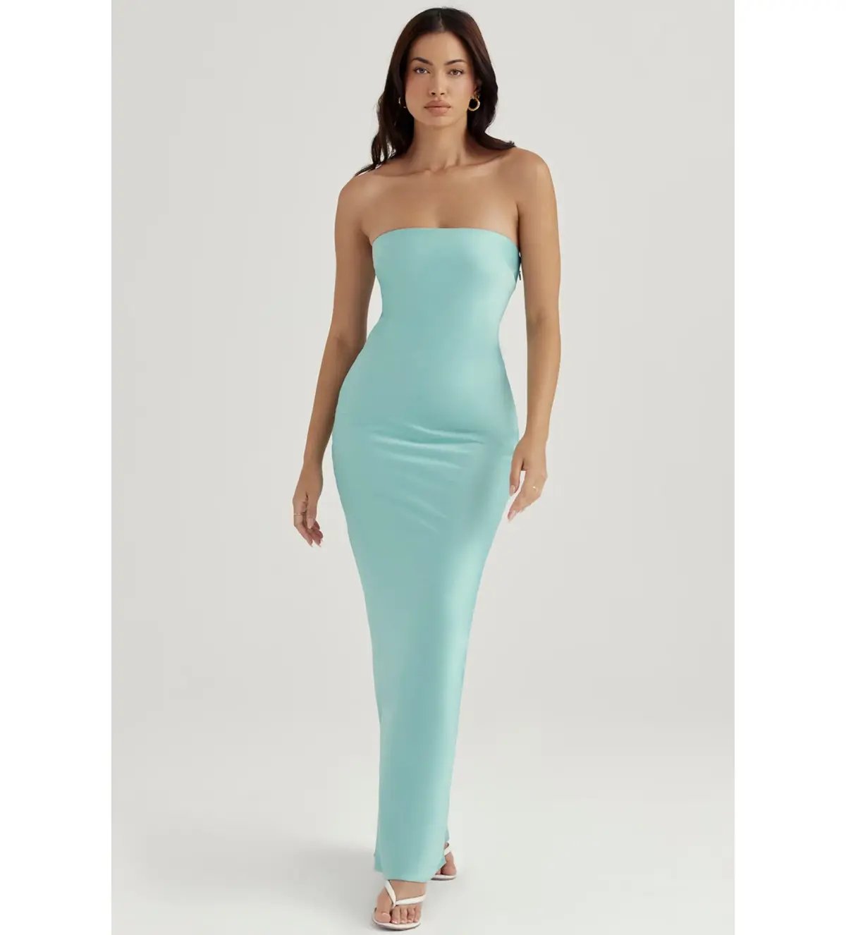 House of CB Alette Satin Strapless Maxi Dress Jade Size L/AU 12 photo 2