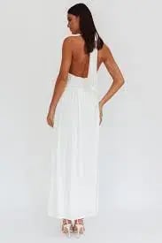 Italia Azure Gathered Waist Maxi Dress White Size photo 2
