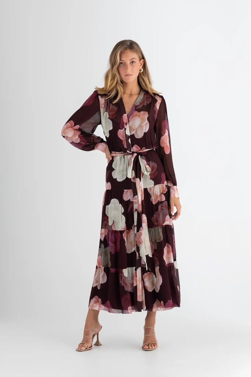 Pasduchas Memoirs Shirt Midi Dress - Dark Cherry photo 2