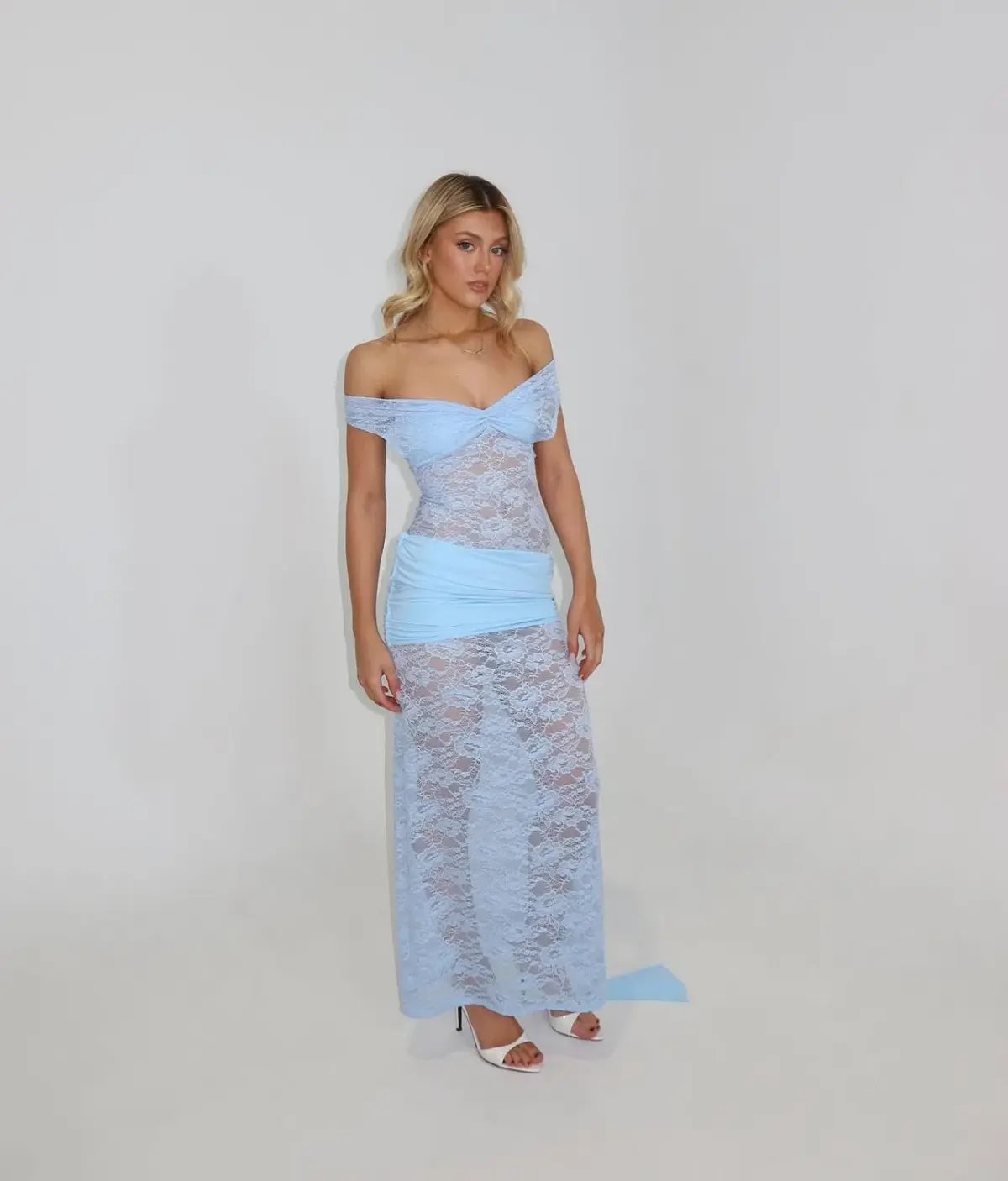 Ivana Maxi Dress In Powder Blue Decondurate Size 6/8 photo 3