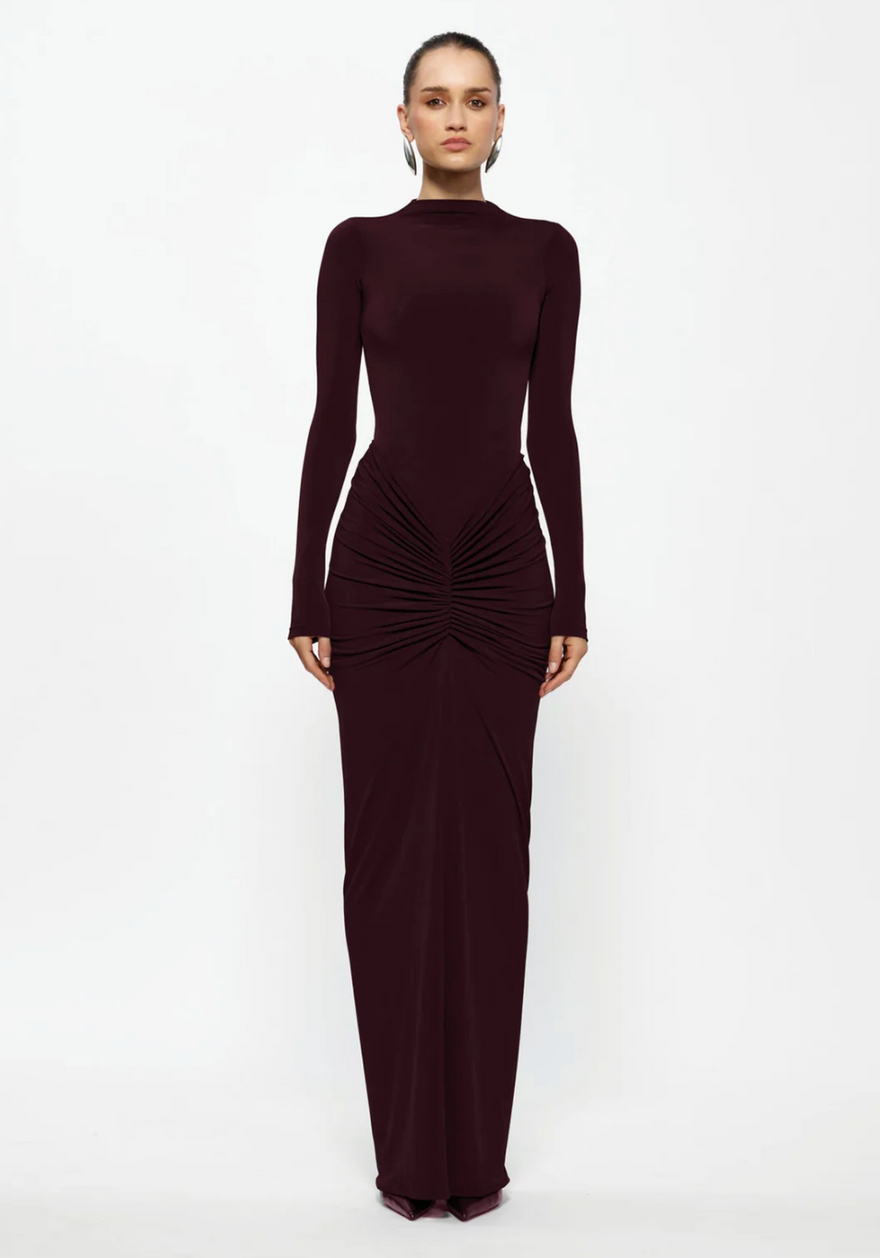 Effie Kats Tia Bodysuit & Kayson Maxi Skirt In Black Cherry photo 2