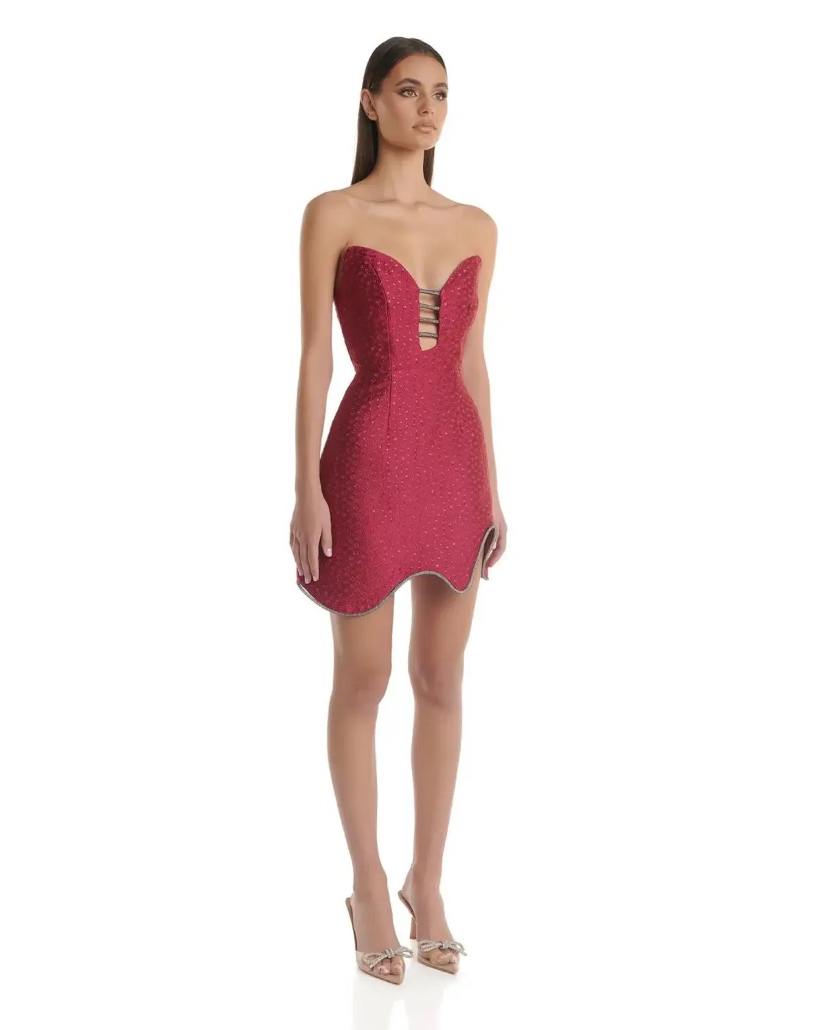 Eliya The Label Lotus Mini Dress Burgundy Size M / AU 10 photo 2