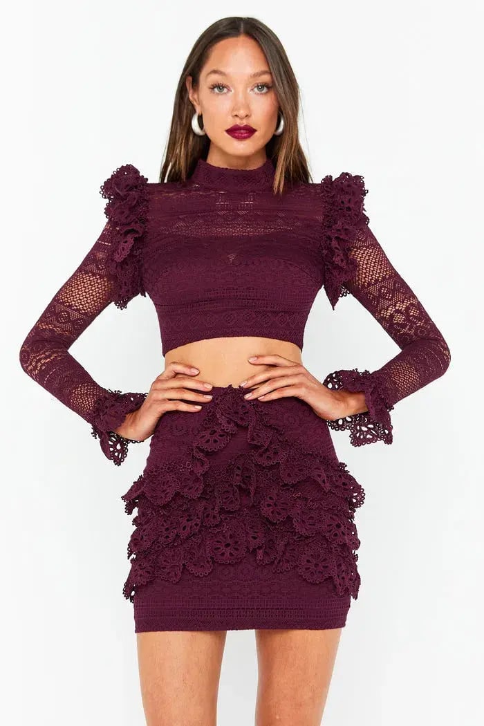 Mossman The Romanticist Crop Top & Skirt Set Purple Size 6 photo 2