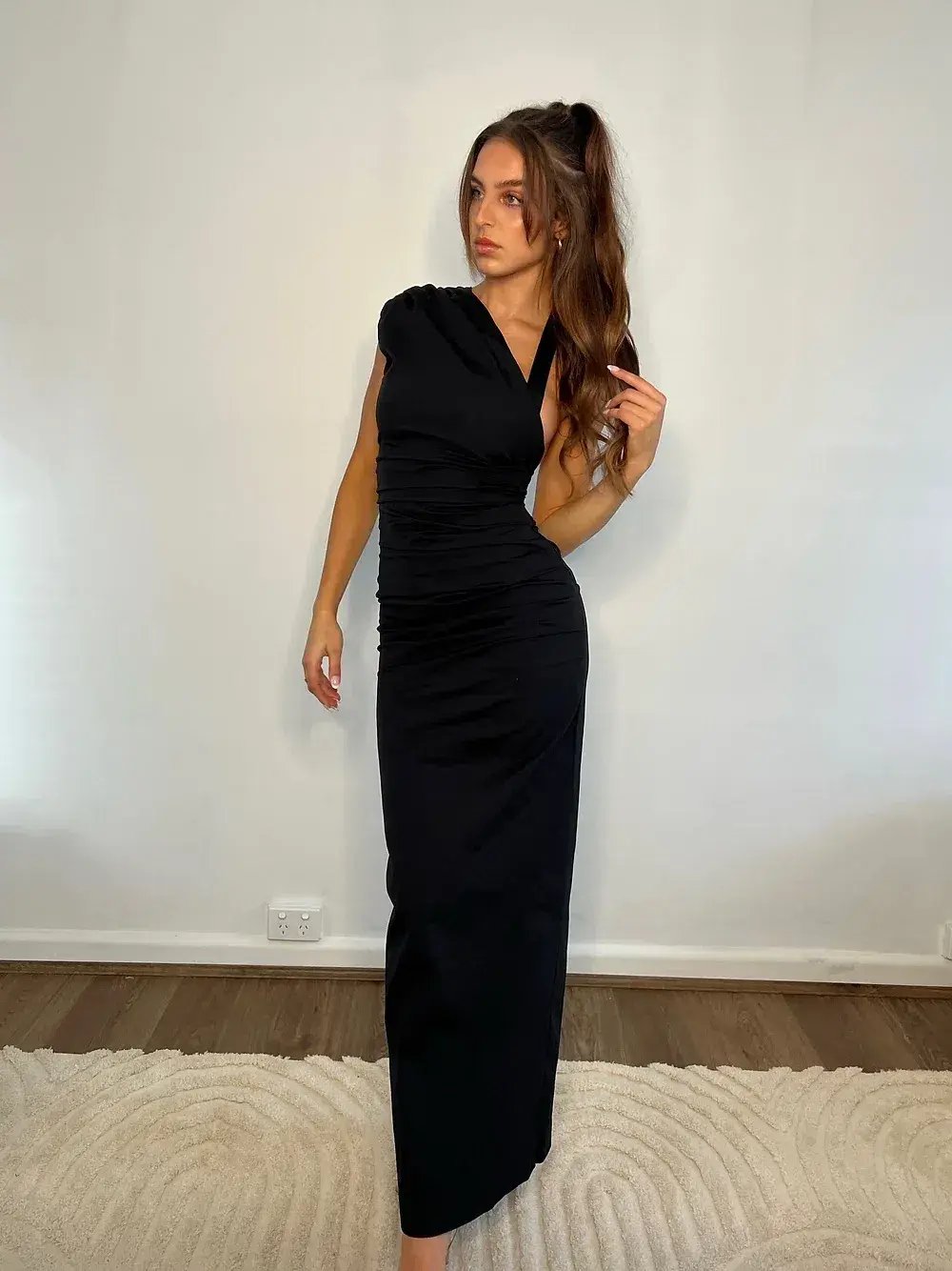 Sir The Label Giacomo Gathered Gown in Black Size 0 / AU 6 photo 7