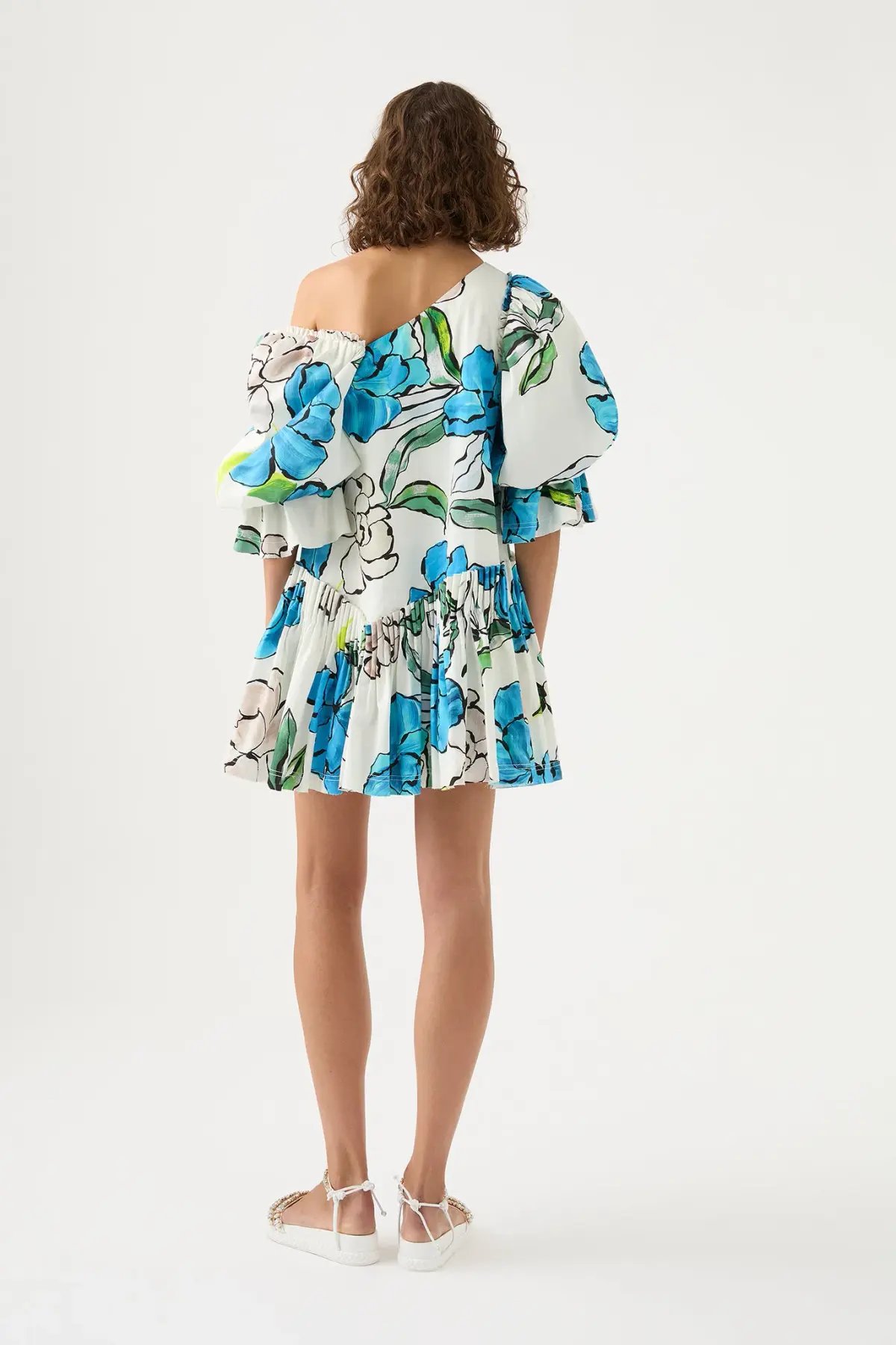 Aje Cy Off Shoulder Smock Mini Dress Cool Camelia Floral Print Size 10 photo 3