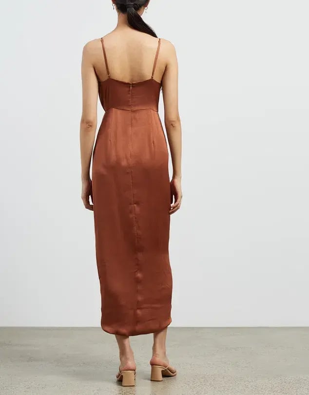 Shona Joy Luxe Tie Front Cocktail Dress Mocha Size 14 photo 3