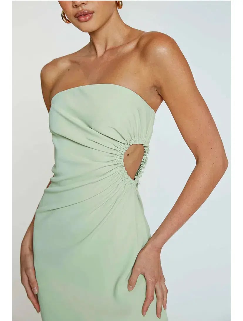 By Johnny Selena Strapless Midi Dress Avocado Green Size 8 / S photo 2