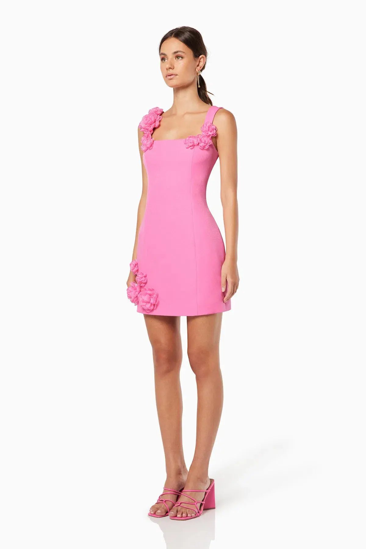 Elliatt Trompe 3D Floral Mini Dress Pink Size 10 photo 2