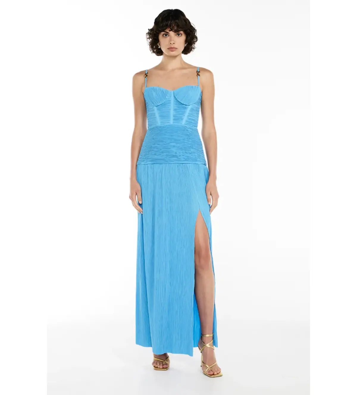 Manning Cartell Double Time Pleat Dress Cerulean Blue Size AU 10 photo 4