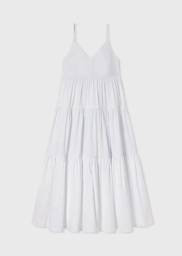 CO Collections V-Neck Tiered Dress in Cotton Blue Stripe Size S / AU 6 photo 5