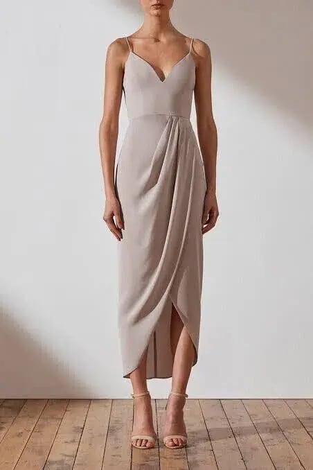 Shona Joy Core Cocktail Draped Maxi Dress Oyster Size 14 photo 2