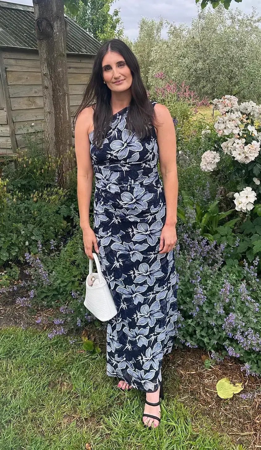 Scanlan Theodore Italian Floral Mesh Dress Navy Size 8 photo 4
