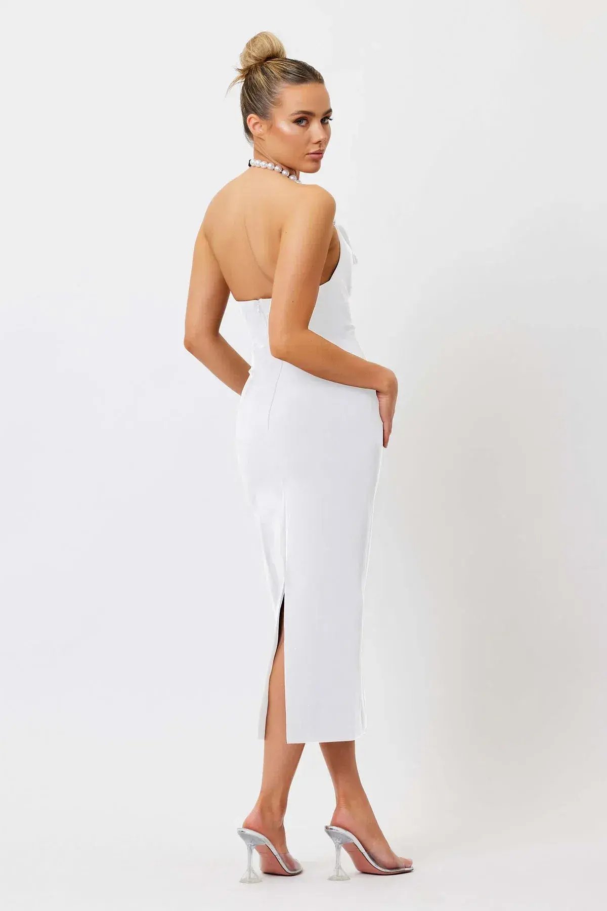 Bianca And Bridgett Mia Pearl Midi Dress White Size 4 photo 3