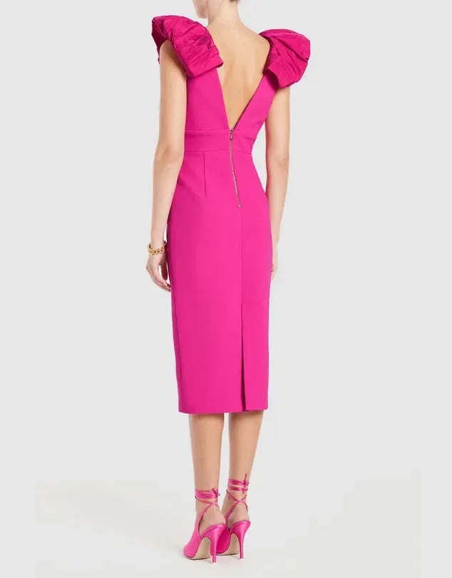 Rebecca Vallance Cupid's Bow Midi Dress Hot Pink Size 8 photo 3
