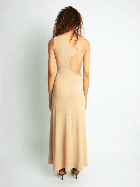 Christopher Esber One Shoulder Cutout Dress Tan Size 10 photo 3