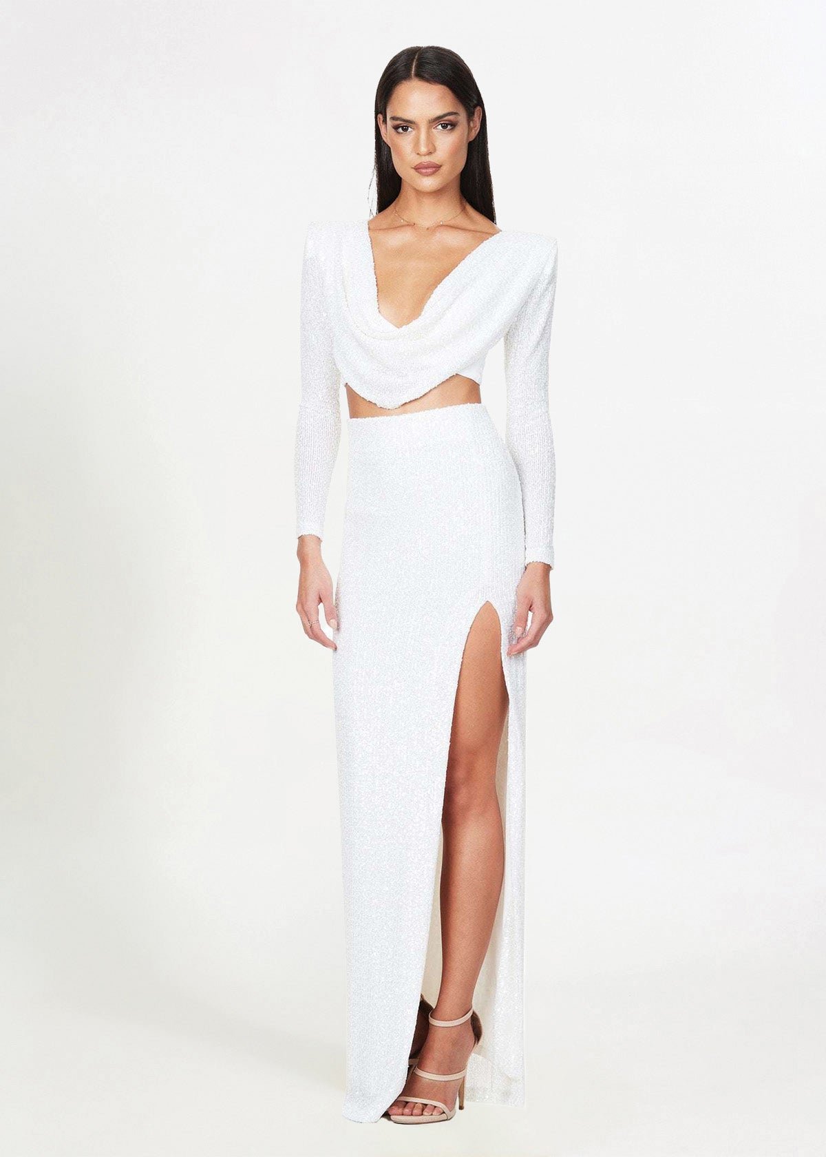 Pandora Long Sleeve Gown in White photo 2