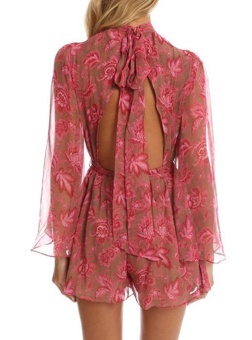 Zimmermann Karmic Flare Sleeve Playsuit Pink Paisley Chintz Size 0 / AU 8 photo 11