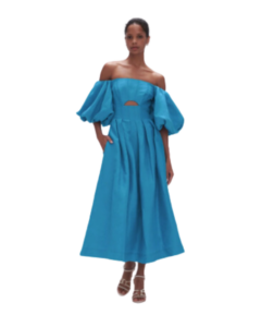 Aje Eugenie Off Shoulder Midi Dress - Azure Blue photo 6