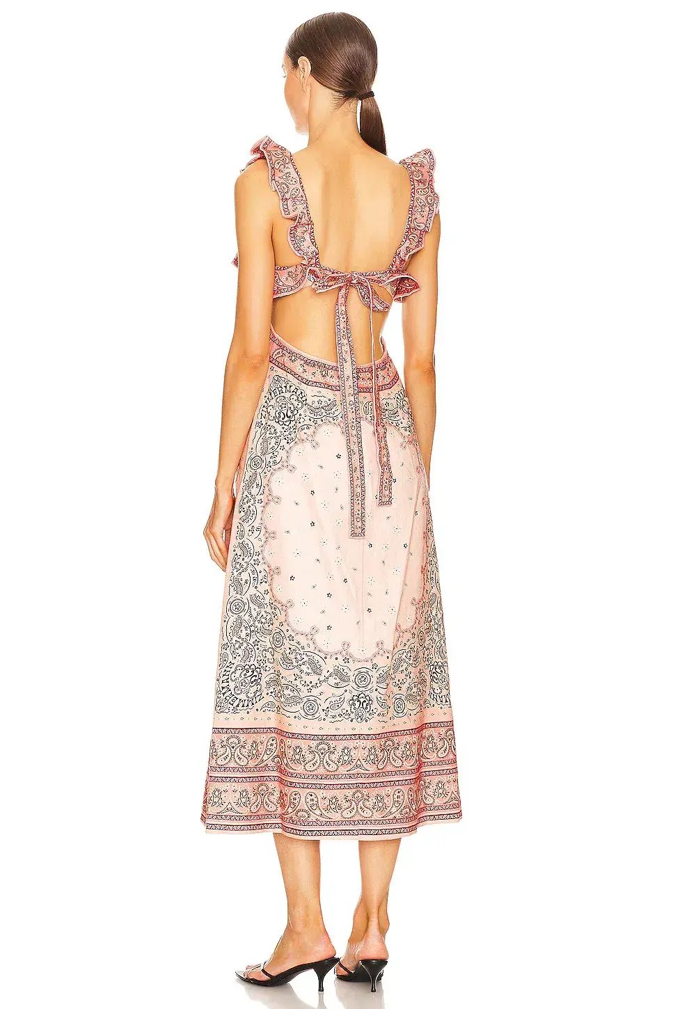 Zimmermann Matchmaker Frilled Midi Dress Pink Bandana Size 4 / AU 16 photo 3