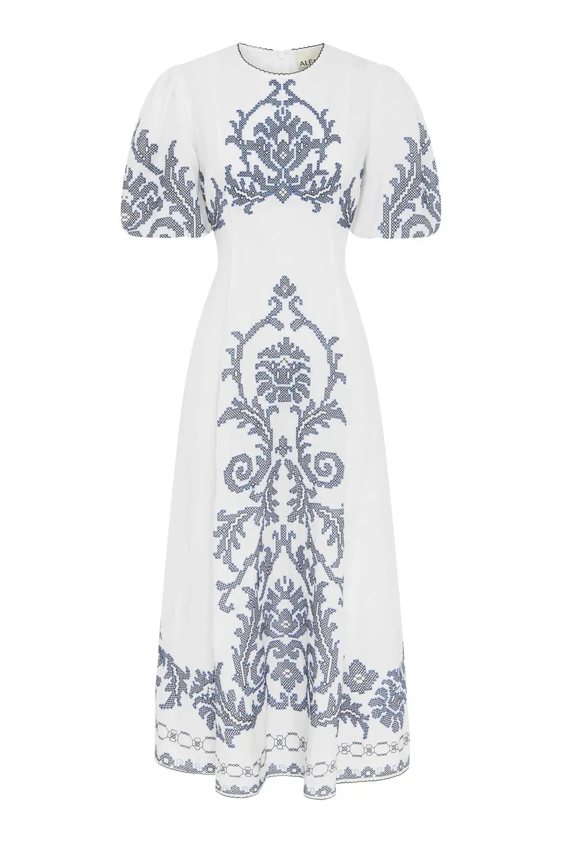 Alemais Hazel Embroidered Midi Dress White Print Size 14 photo 6