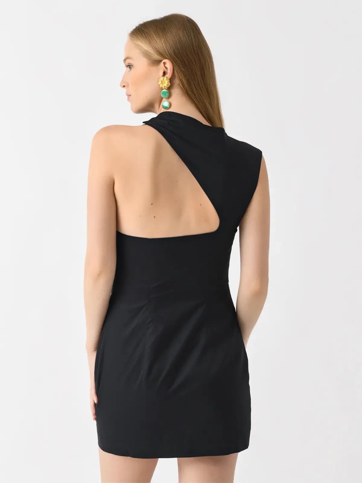 St Agni Asymmetric Tuck Mini Dress - Black photo 2