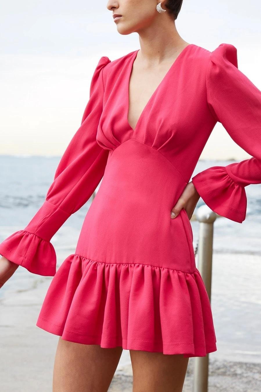 By Johnny Anna V Tulip Sleeve Mini Dress Size 8 photo 2