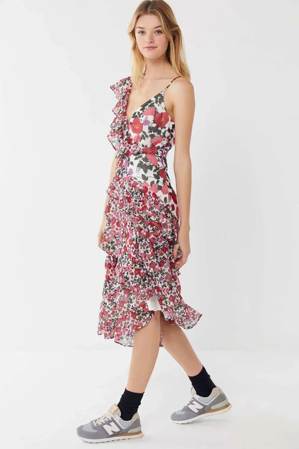 Keepsake the Label Waves Midi Dress Lilac Floral Print Size M/Au 8 photo 3