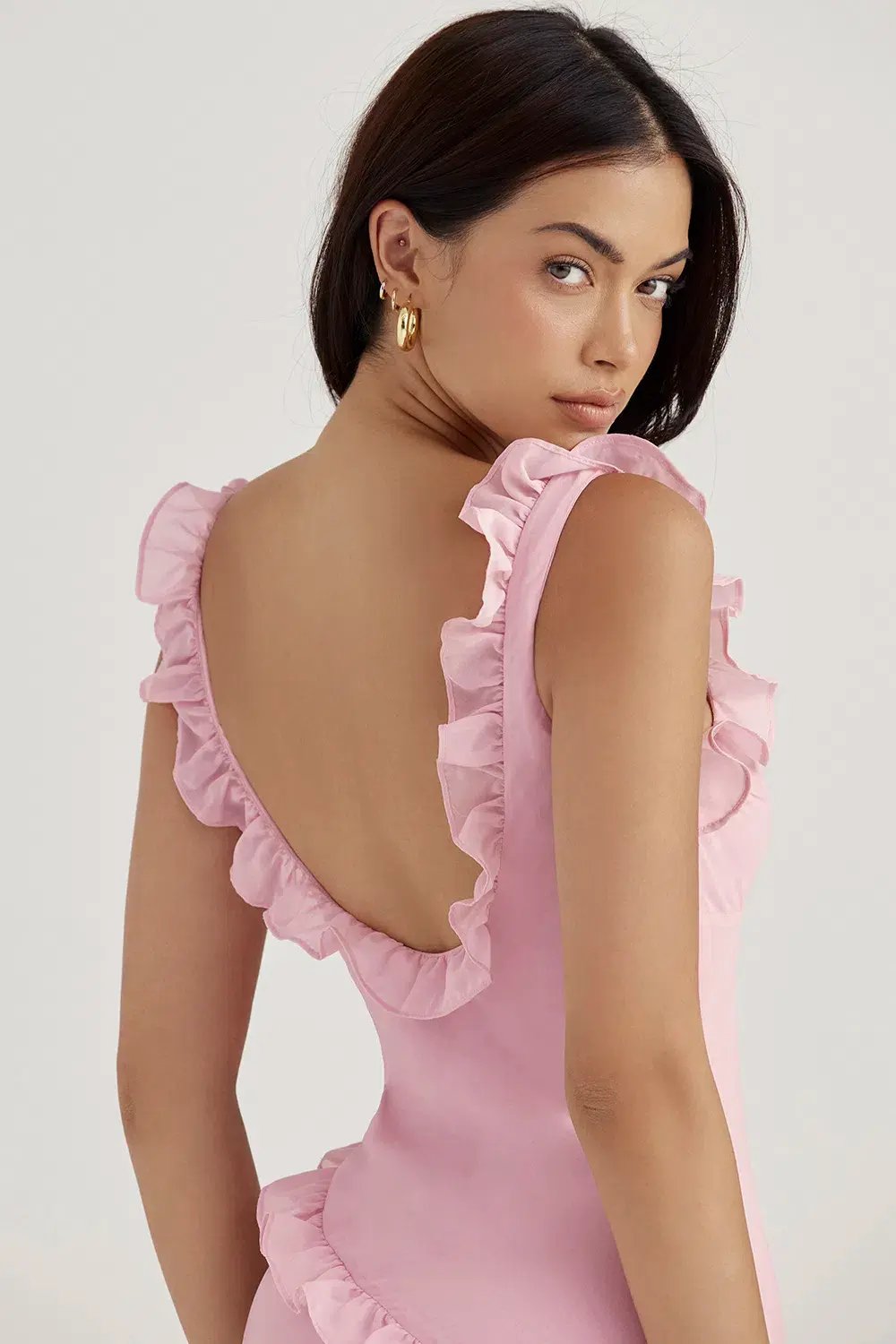House Of Cb Tania Ruffle Mini Dress Pink Quartz Size 6 photo 4
