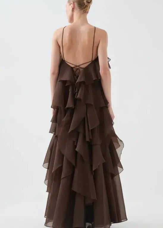 Aje Pandorea Layered Maxi Dress in Carob Size 10 photo 2