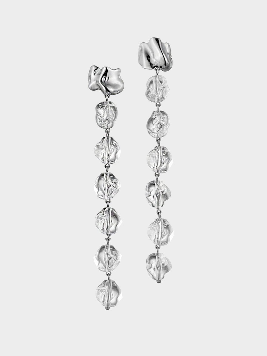Sterling King Midi Lucite Earrings Silver photo 4