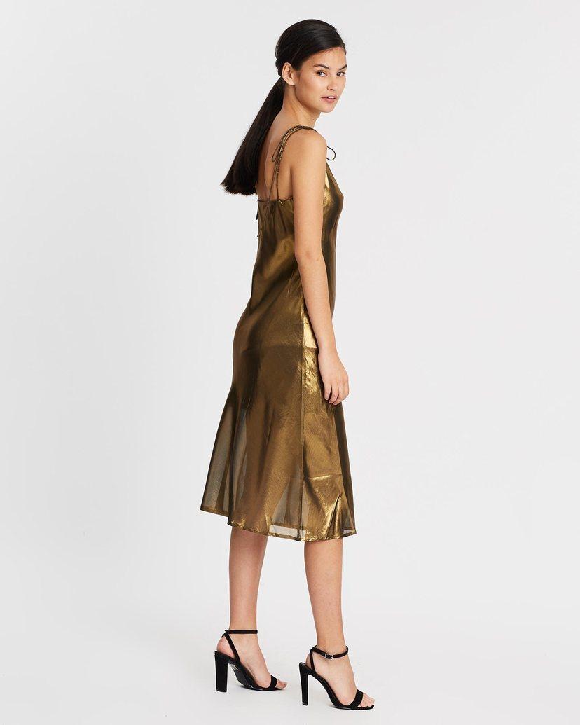 THIRD FORM Mirror Mirror Bias Slip Dress in Brass photo 2
