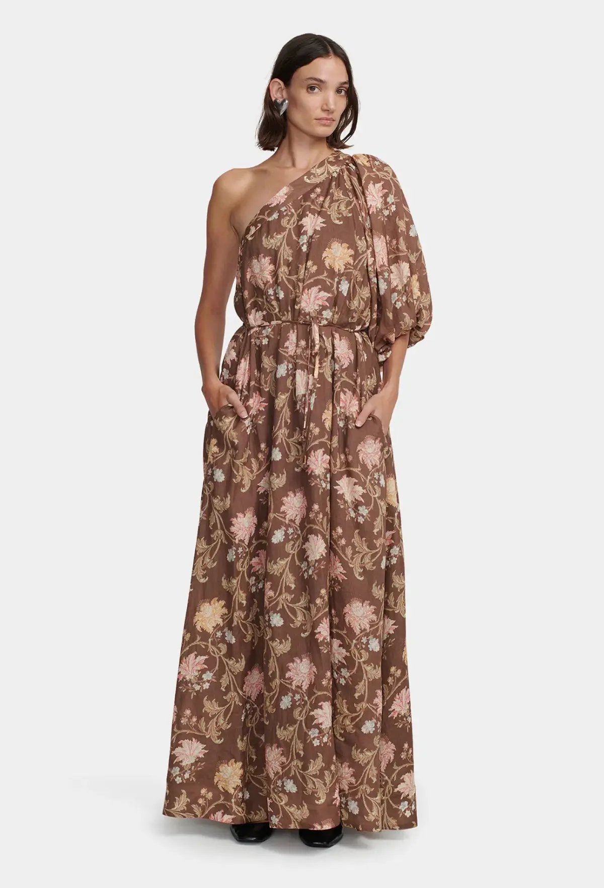 Hansen and Gretel Carmen Maxi Dress Carob Floral Size AU 12 photo 3