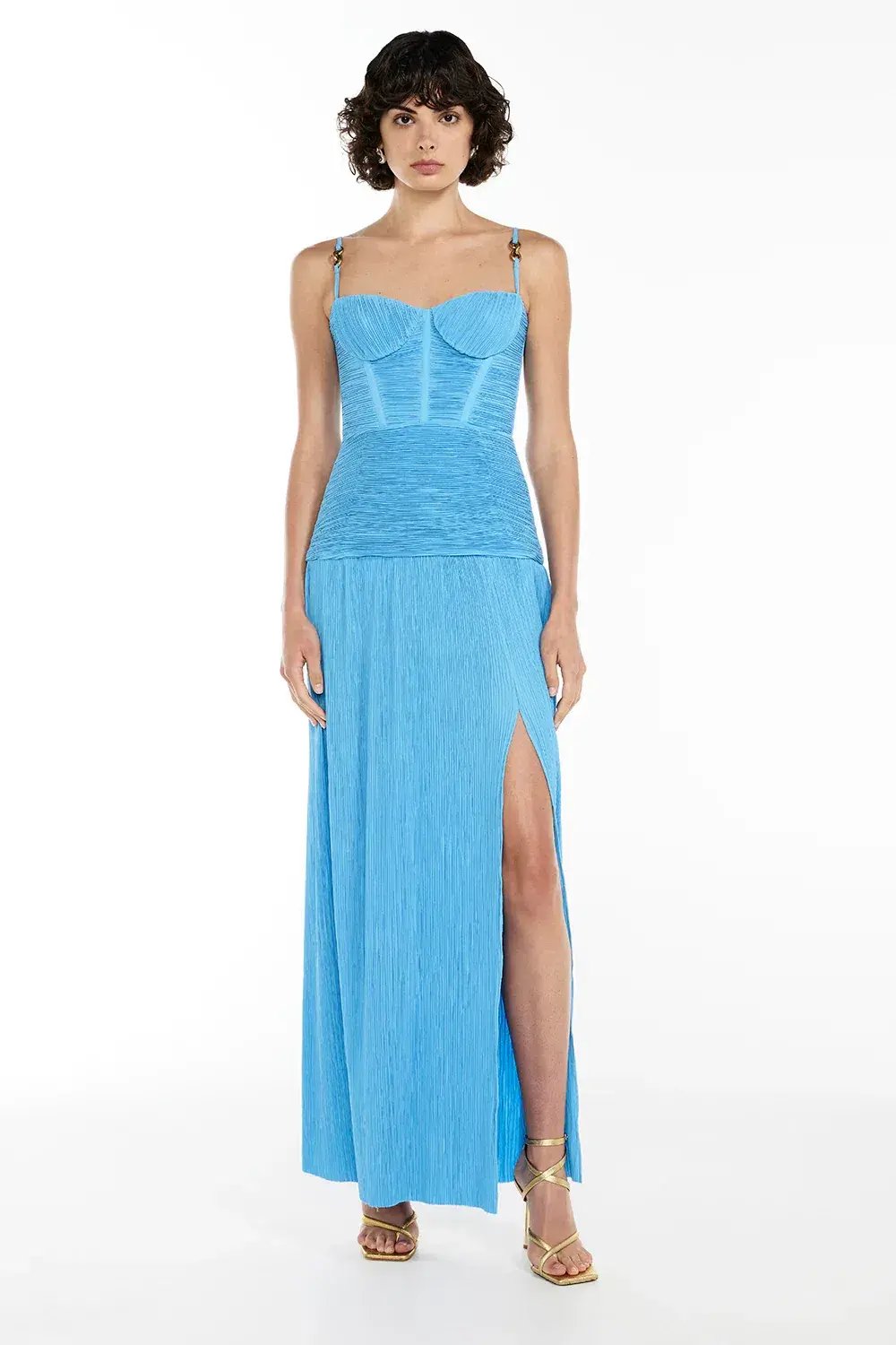 Manning Cartell Double Time Pleat Dress Cerulean Blue Size 10 photo 5