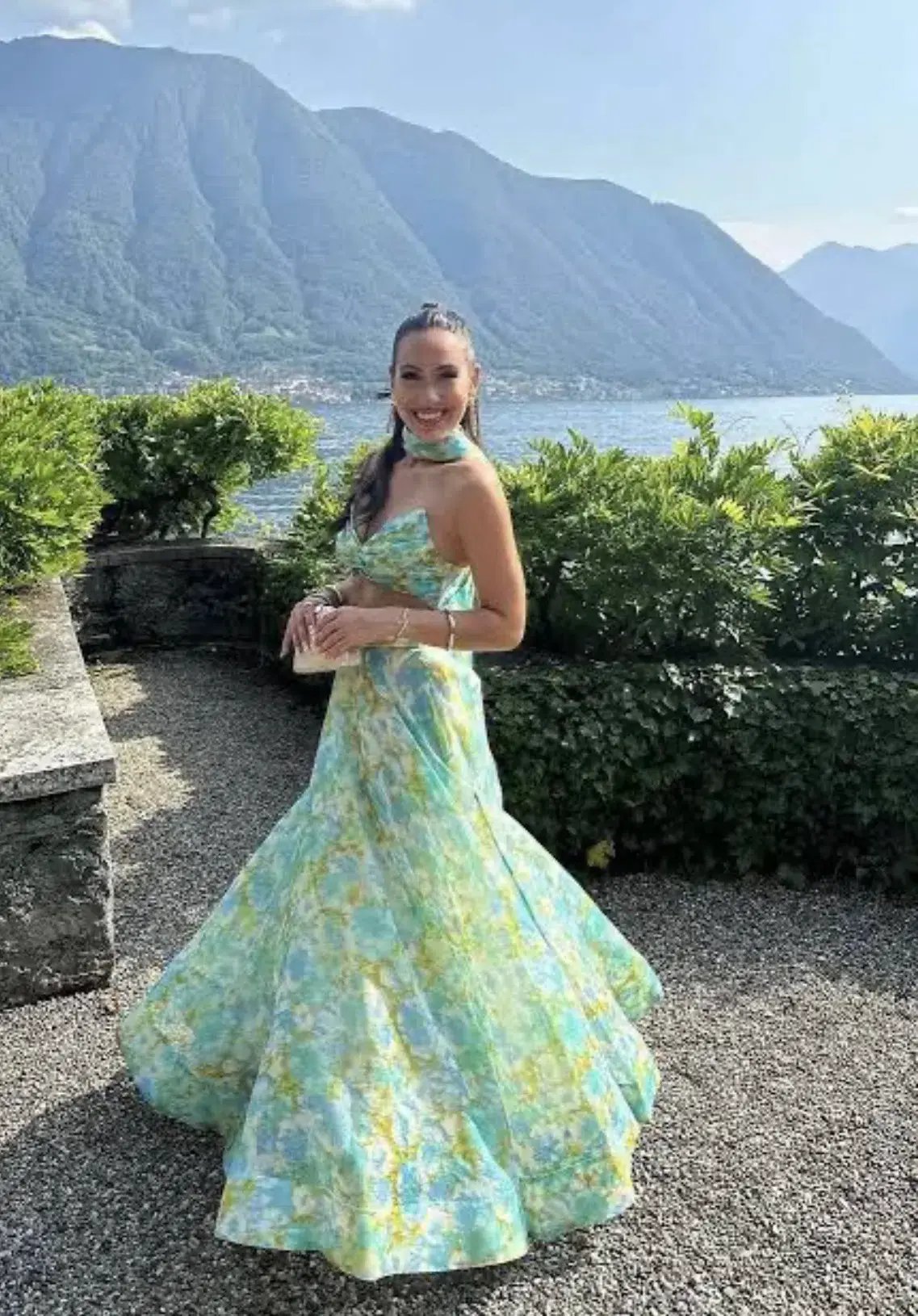 Zimmermann High Tide Twist Crop Bodice Size 3 / AU 14 & Maxi Skirt Size 2 / AU 12 Set in Aqua Ikat Floral photo 7