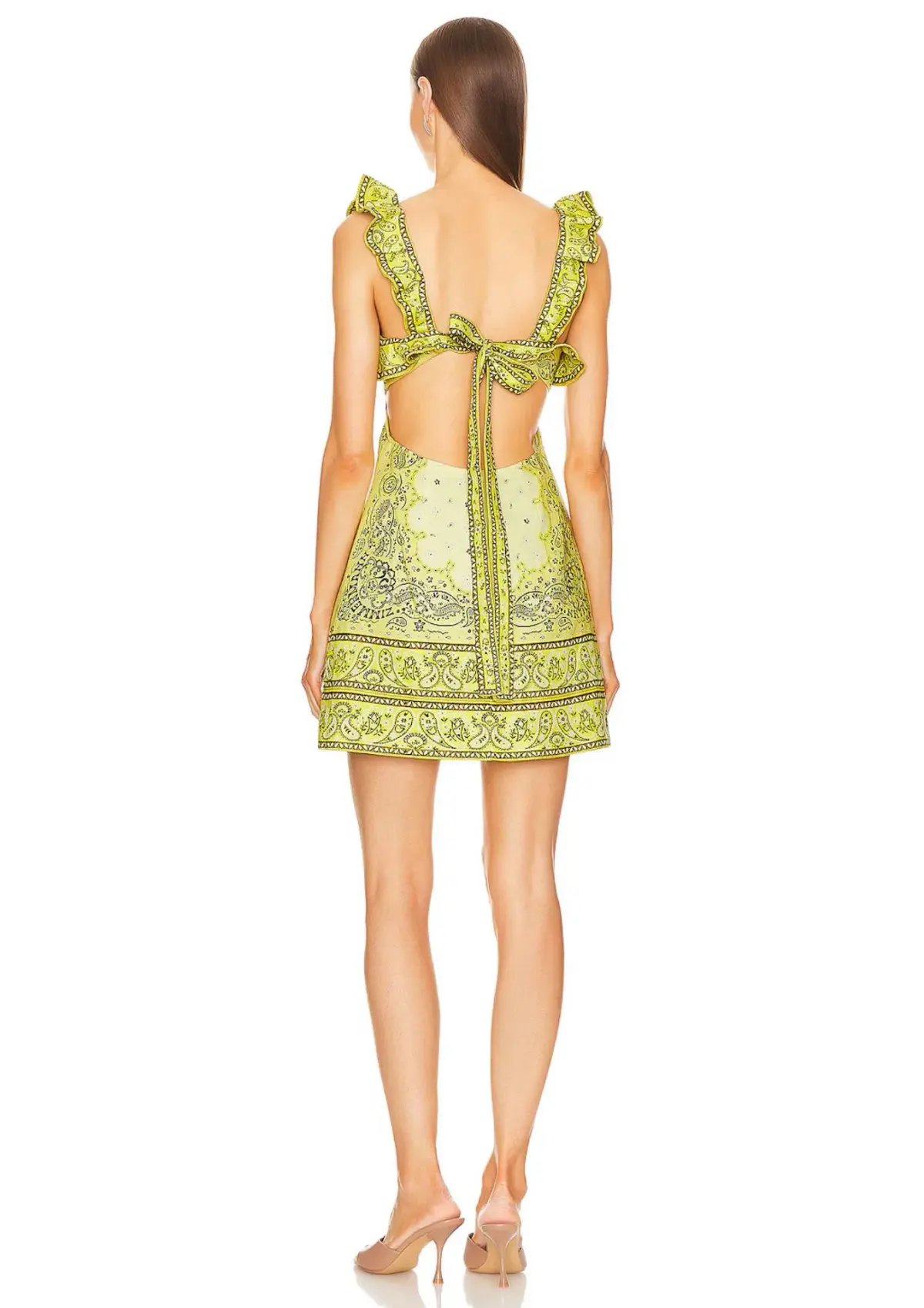 Zimmermann Matchmaker Frilled Mini Dress Yellow Bandana Size 8 photo 2