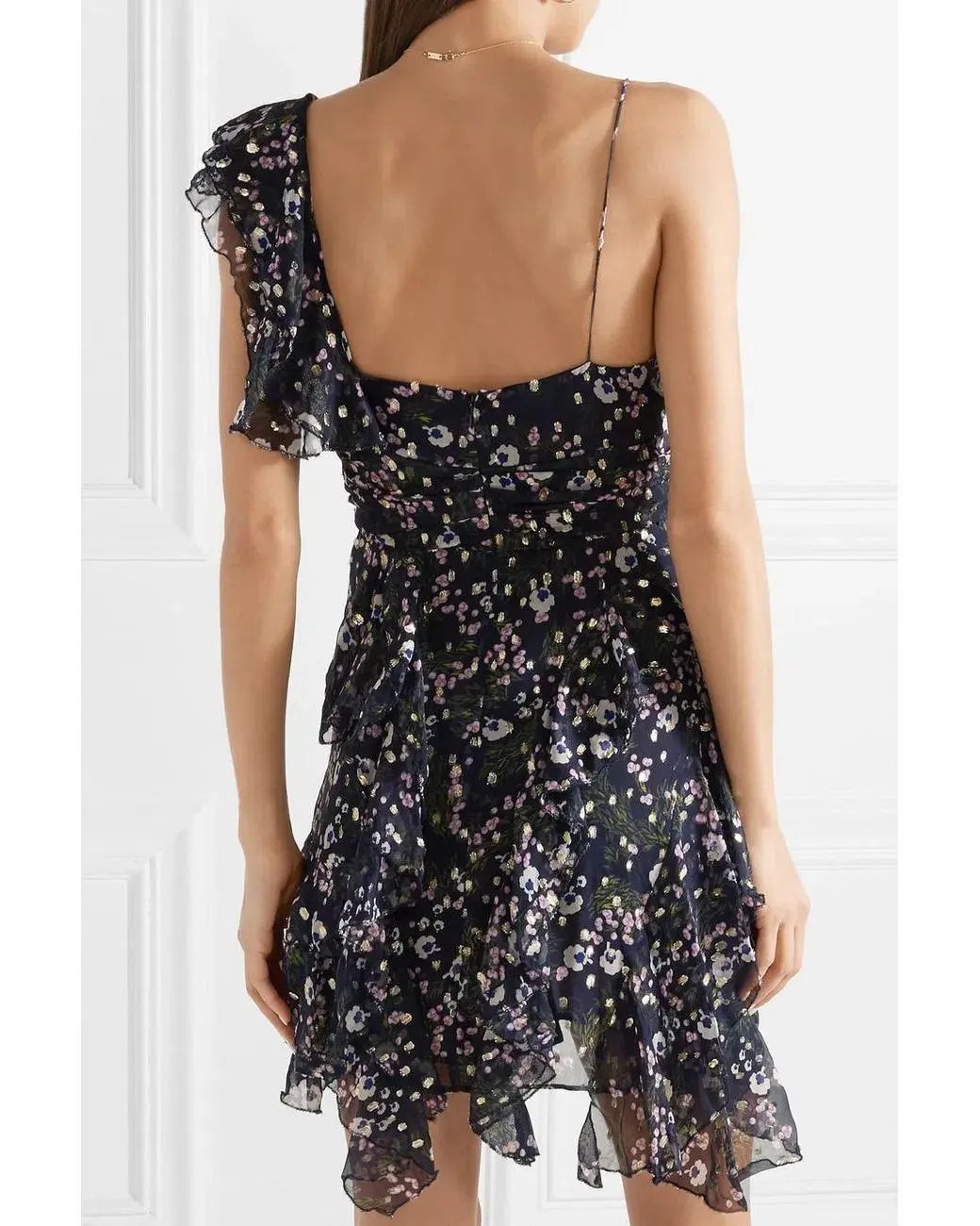 Isabel Marant Manda Metallic Fil Coupé Silk Blend Mini Dress Floral Print Size 8 photo 2