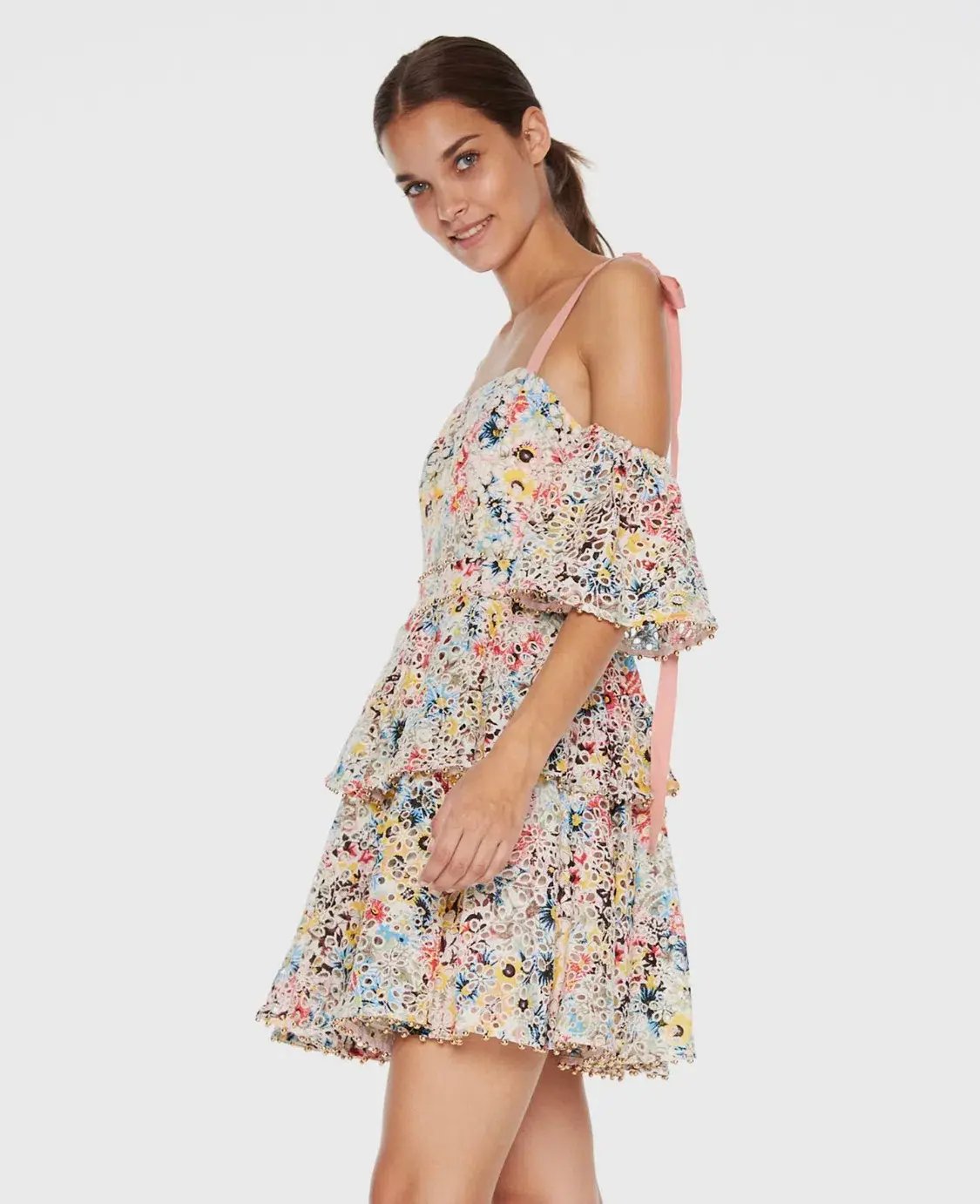 Talulah Bittersweet Flounce Mini Dress Multi Floral Size S / AU 8 photo 2