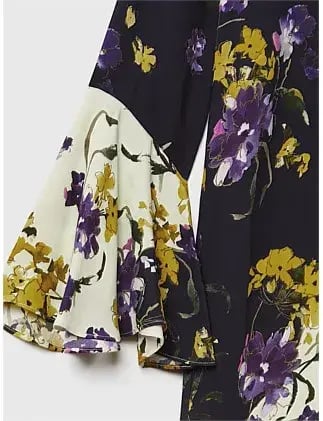 Florere Printed Fluted Cuff Midi Dress in Multi Size 10 photo 3