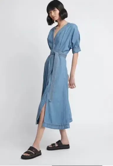 AJE Ennoble Midi Dress Blue Denim Size AU 10 photo 2