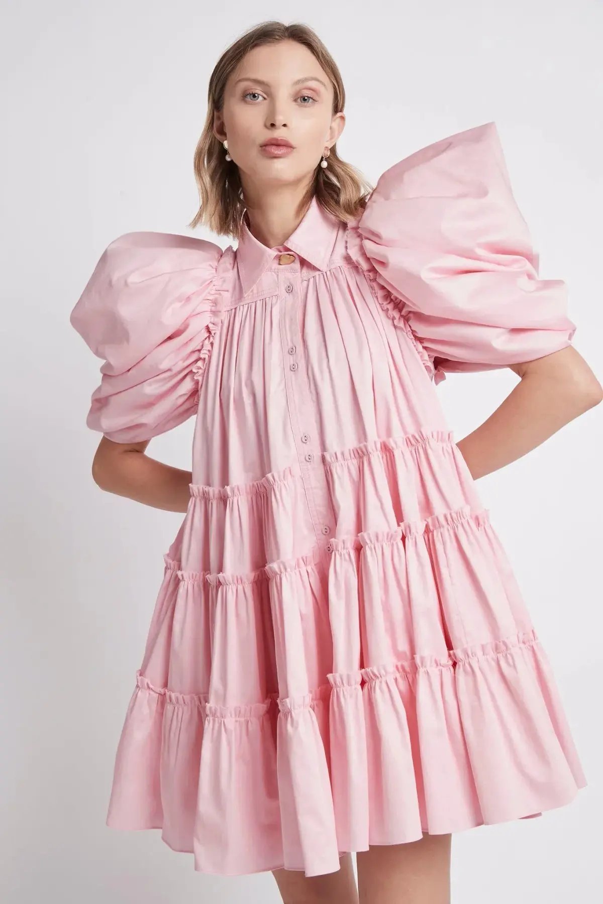 Aje Swift Butterfly Sleeve Smock Dress Rose Pink Size 8 photo 2